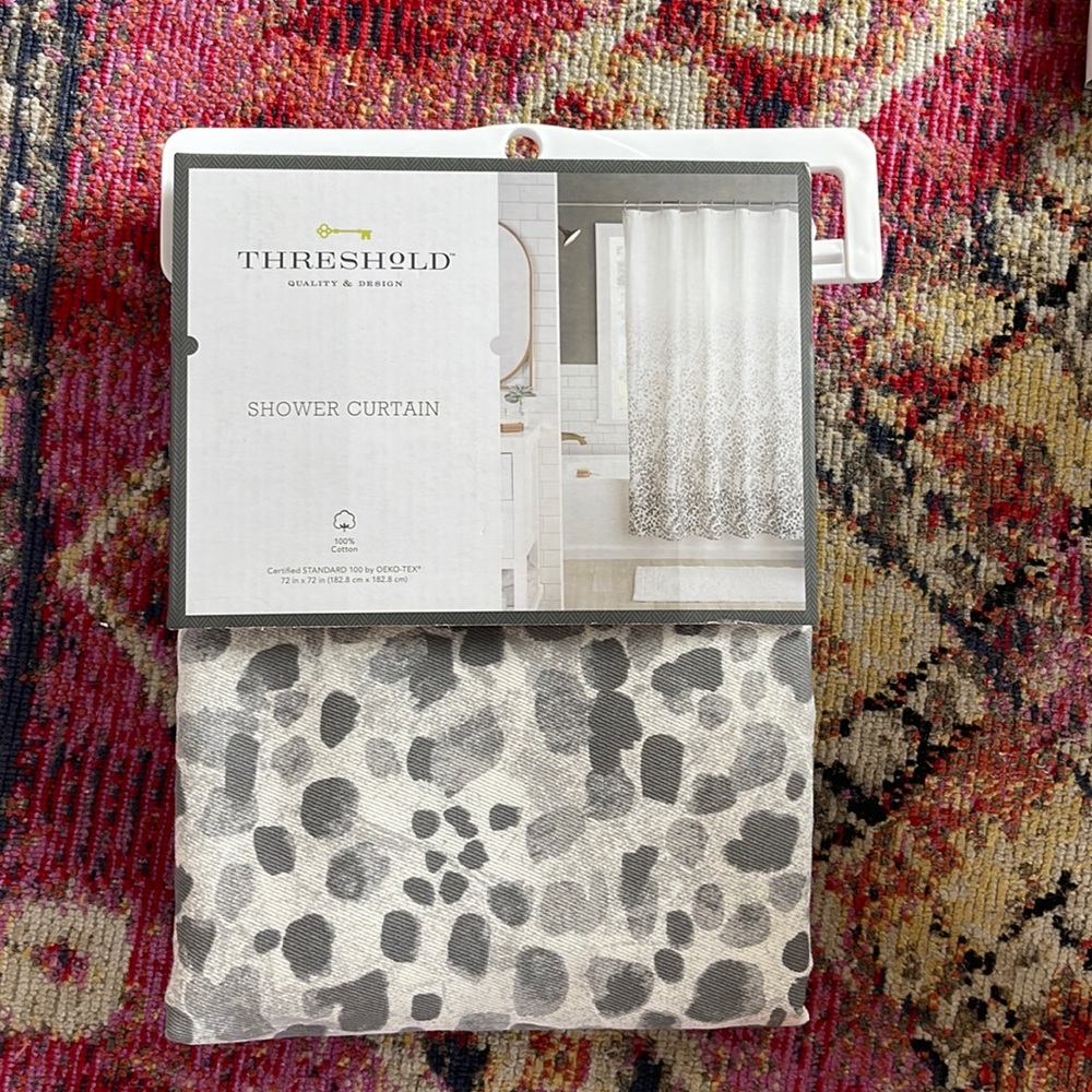 Threshold Grey Ombré/Leopard Print Shower Curtain